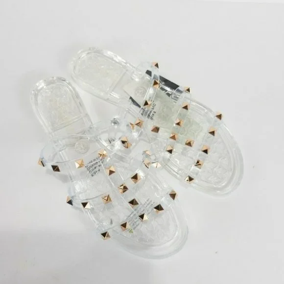 Olivia Miller Milos Island Jelly Slide Sandals Clear -6 - Picture 6 of 7